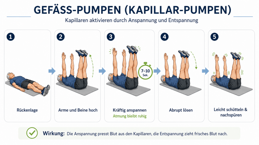 Blutgefäß-Training nach Toshiro Iketani – Das vergessene Gefäßsystem aktivieren und jung bleiben 4 Gefaess Pumpen