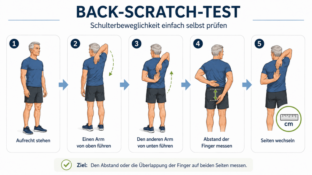 Wie fit alterst du wirklich? Teil 2: Einfache Selbsttests für Gehfähigkeit, Ausdauer und Beweglichkeit 8 Back Scratch Test