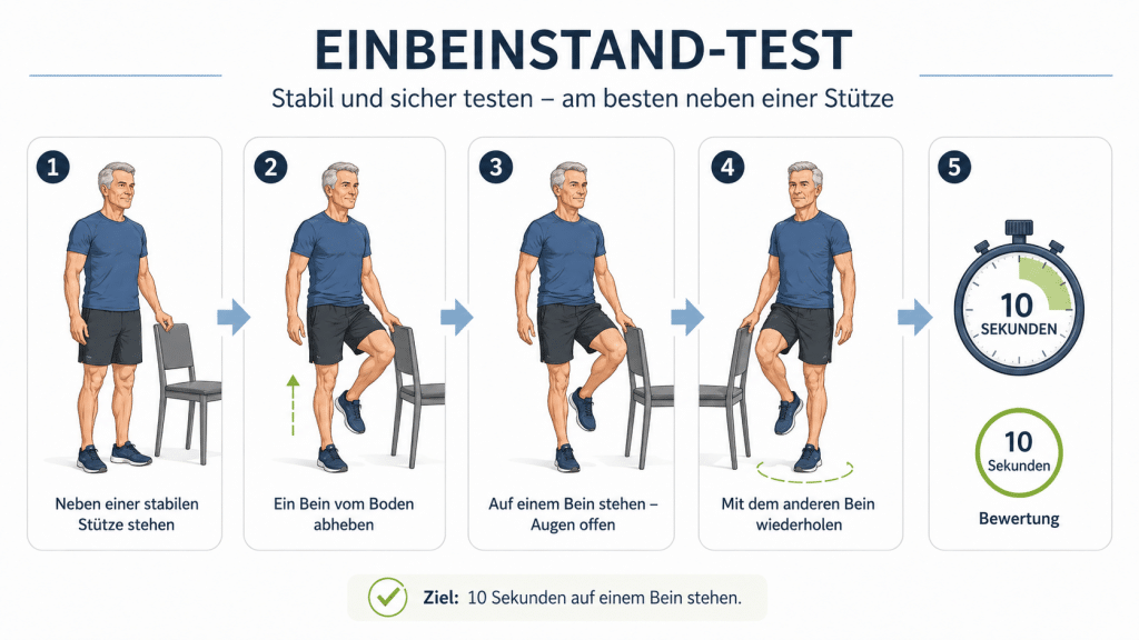 Wie fit alterst du wirklich? Teil 1: Einfache Selbsttests für Kraft, Balance und körperliche Selbstständigkeit 6 Einbandstand Test